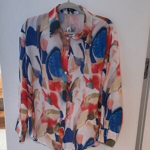 Colorful Abstract Women's Button Down Shirt